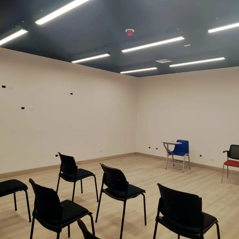 Ubicación: La Molina – Lima. Alcance: Construcción de ambientes para aulas de música para el pabellón F en la Universidad San Ignacio de Loyola. Trabajos realizados: ● Obras civiles y arquitectura (cimentación, estructura metálica, desmontajes de existentes, tabiquería de drywall, pintura, suministro de falso cielo raso, puertas, vidrios, enchapes, muebles). ● Trabajo en Instalaciones eléctricas (suministro de tablero eléctrico, acometida de alimentación de tablero, salidas de tomas y alumbrados, salidas de fuerza y salidas de data).